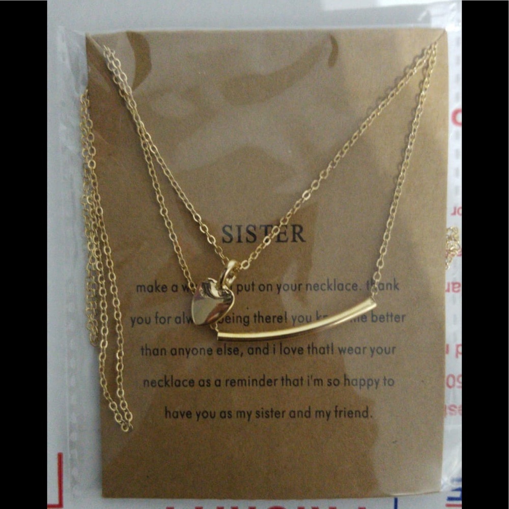 Golden Plated Sister Love Double Bars Alloy Clavi - Picture 3 of 3